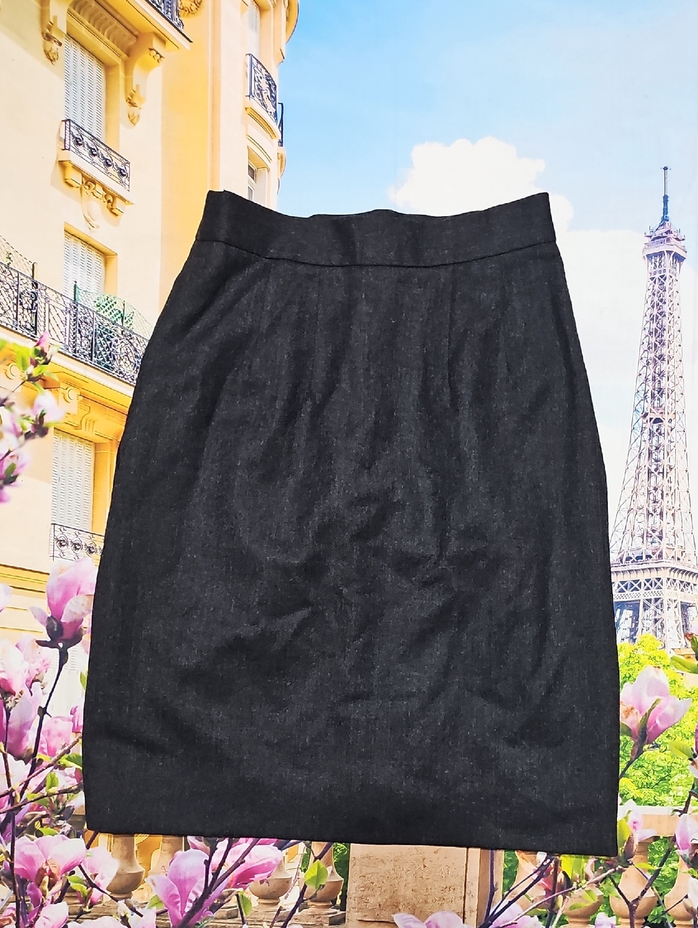 Vintage Private Agenda Dark Gray Pencil Skirt with Gold Button Details Size 4 - Picture 5 of 5